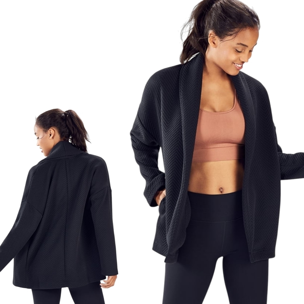 NWT Fabletics Vanessa Quilted Cozy Blanket Cardigan Black Size M Open To Offers